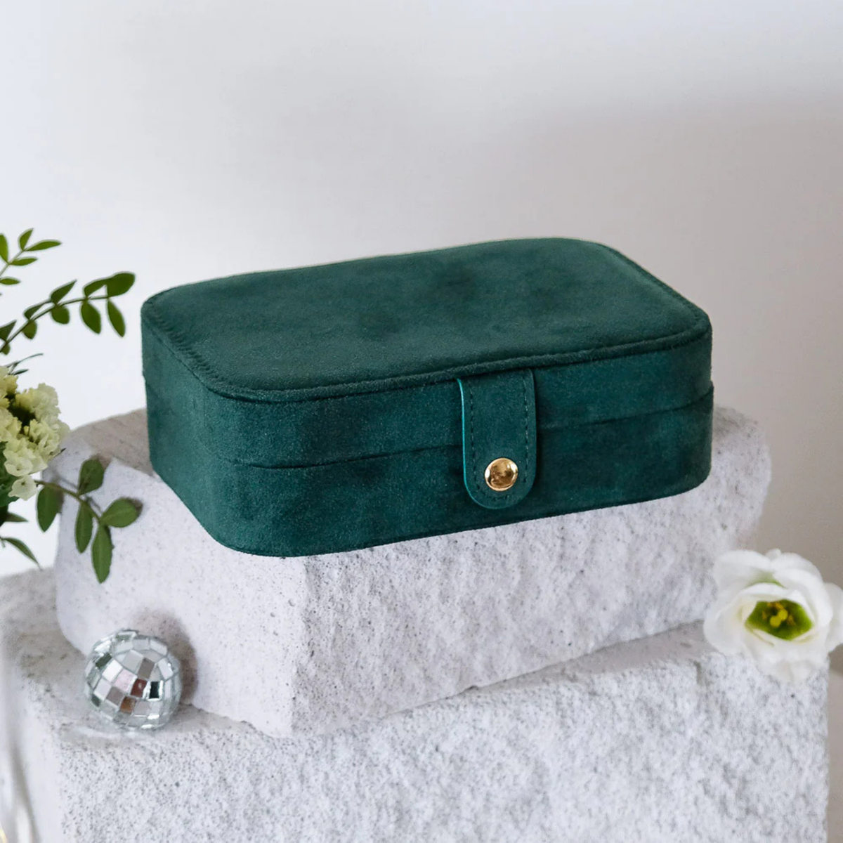 Boîte à bijoux de voyage Brigitte - Velours Vert
