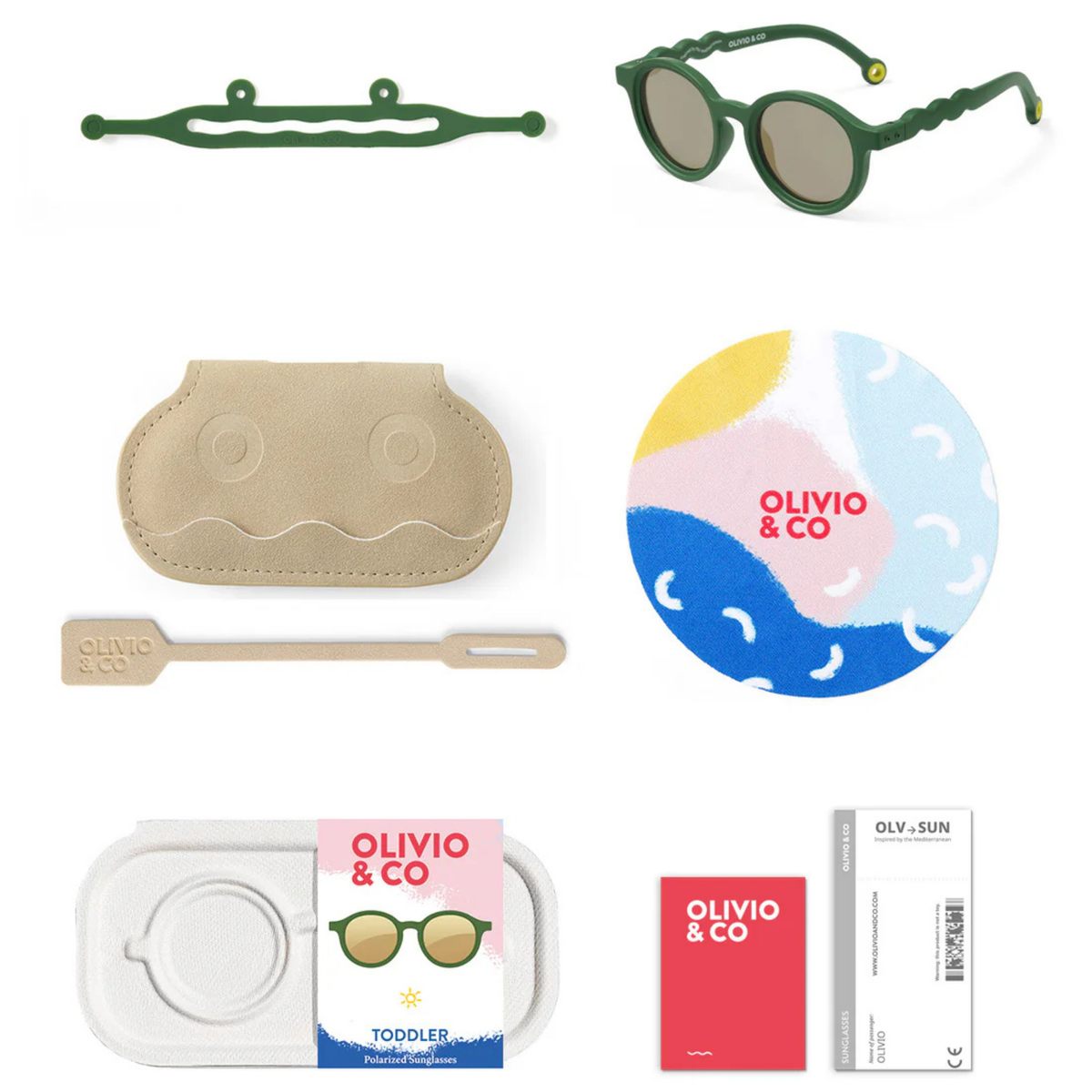 Lunettes de Soleil Ovales Bébé – Vert Cactus