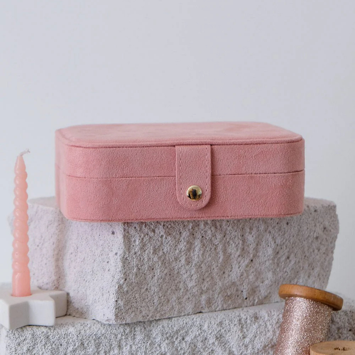 Boîte à bijoux de voyage Brigitte - Velours Rose
