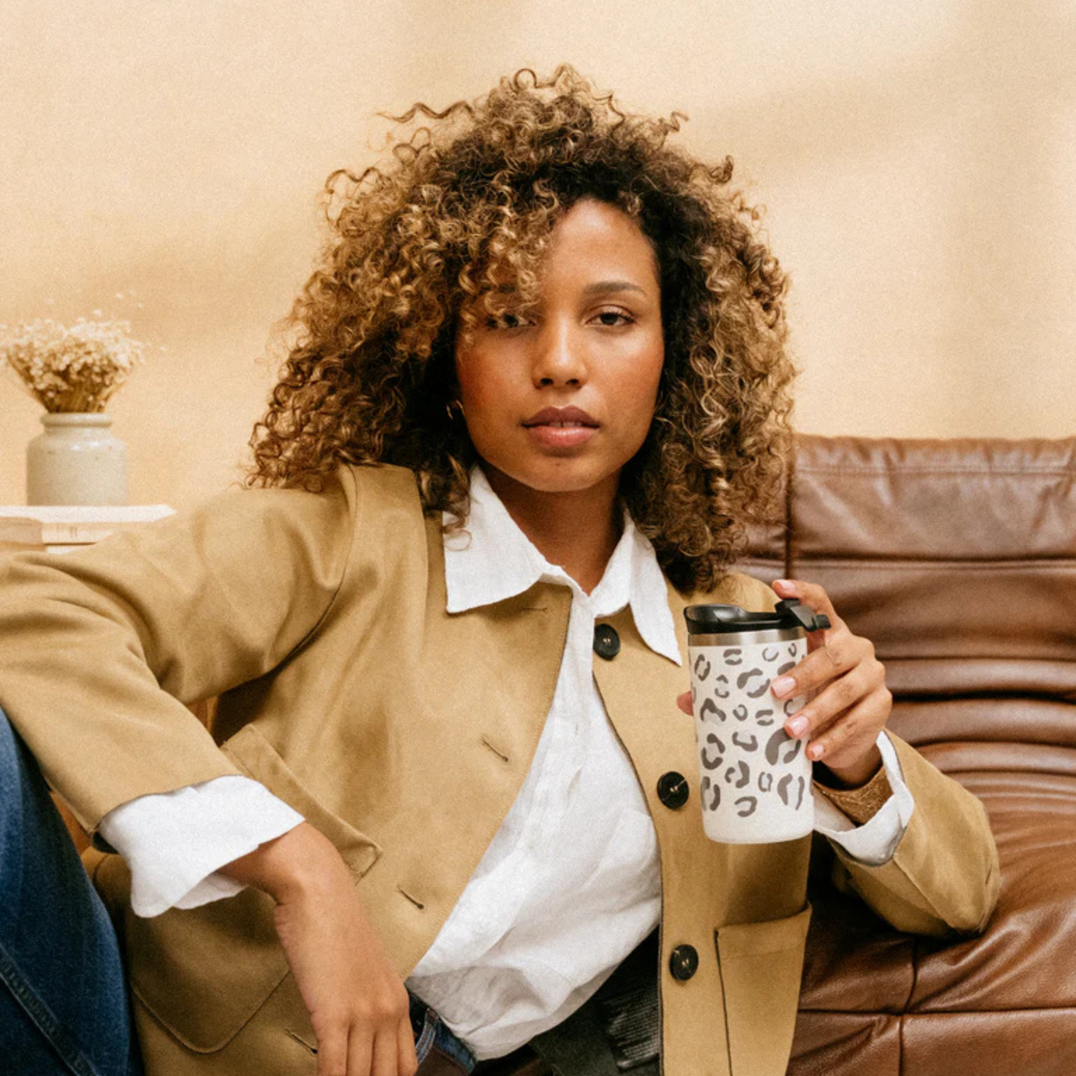Travel Mug isotherme inox 350ml - Léopard Sable
