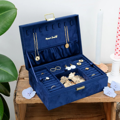 Boîte à Bijoux Louise - Velours Bleu