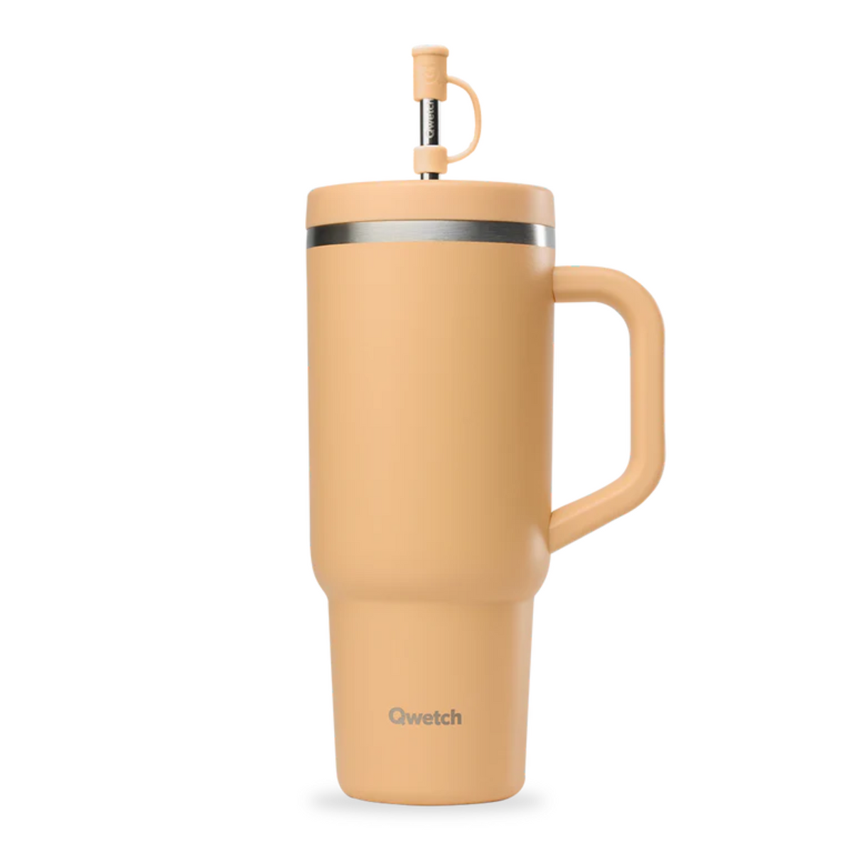 Gourde isotherme inox 900ml - Abricot mat - Travel Cup avec paille intégrée