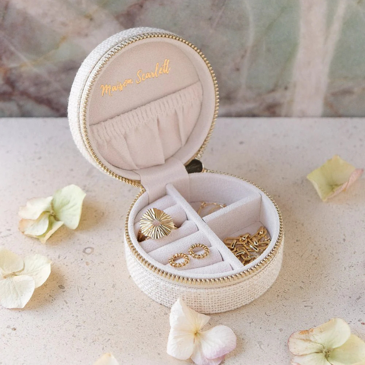 Boîte à Bijoux de voyage Yvonne - Lin Beige