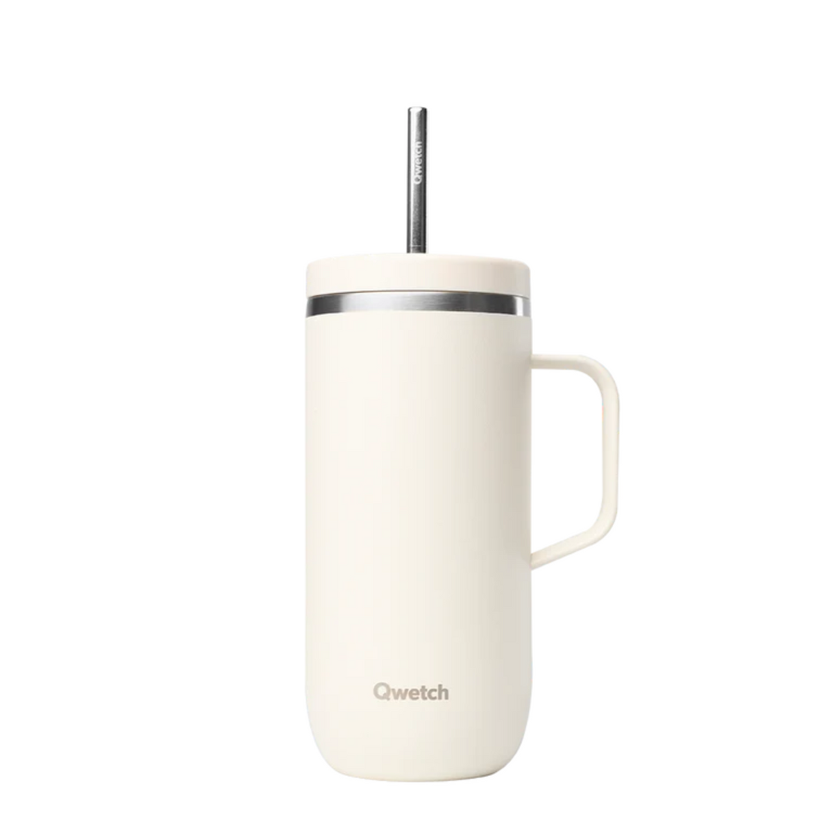 Mug isotherme inox 600ml - Matt Sable avec anse et paille intégrée