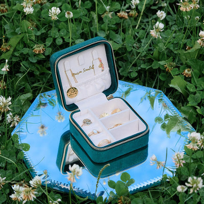 Boîte à Bijoux de voyage Corinne  - Velours Vert