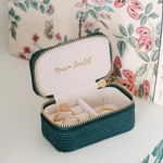 Mini boîte à Bijoux de voyage Marie - Velours côtelé Vert