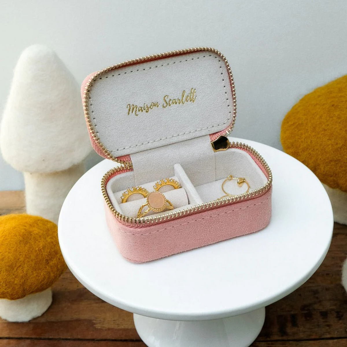 Mini boîte à Bijoux de voyage Marie - Velours Rose