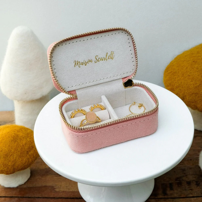 Mini boîte à Bijoux de voyage Marie - Velours Rose