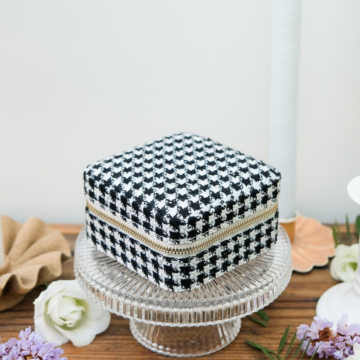 Boîte à Bijoux de voyage Corinne - Pied-de-poule Noir