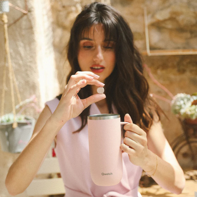 Mug isotherme inox avec anse - Pastel - Rose - 600ml