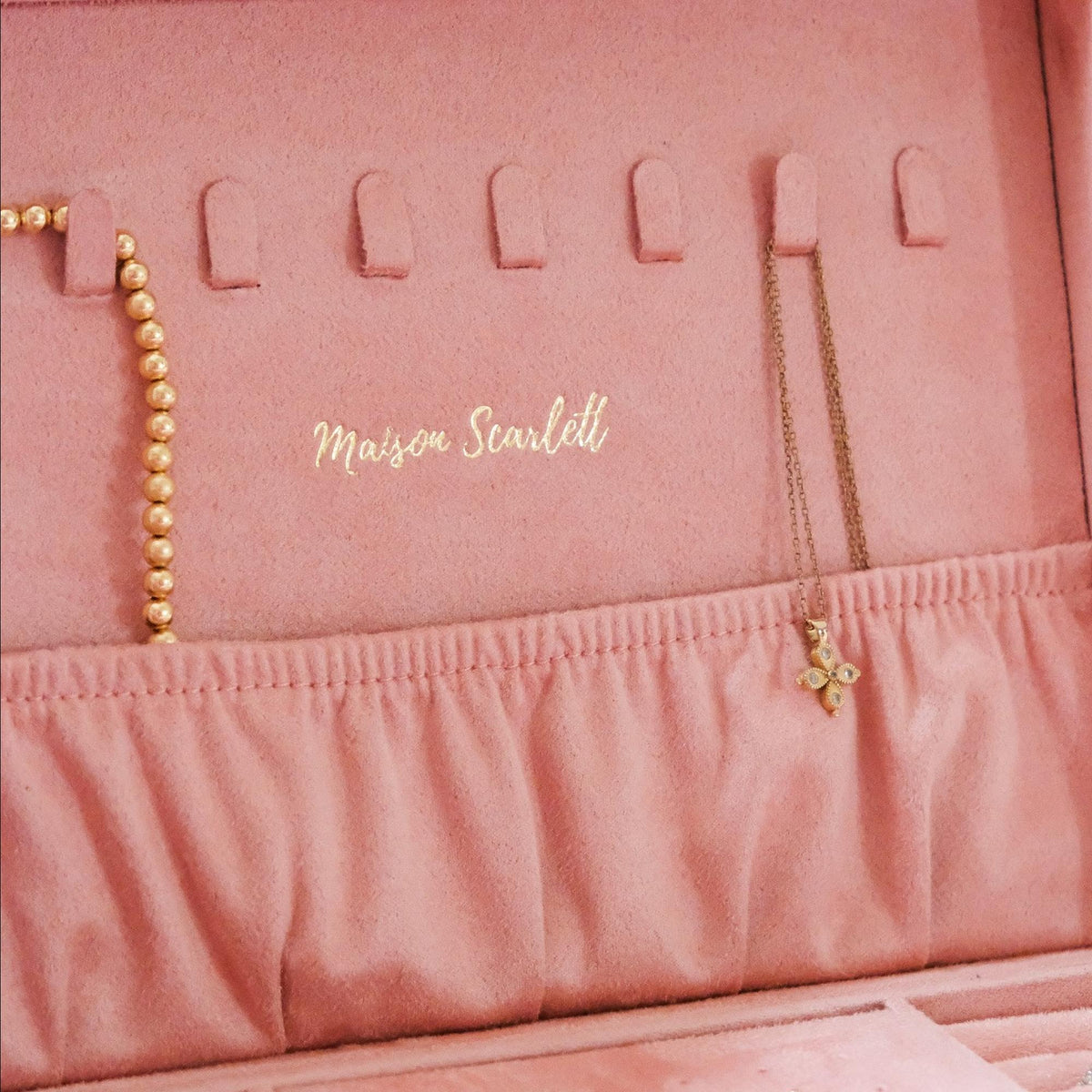 Boîte à Bijoux Louise - Velours Rose