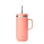 Mug isotherme inox 600ml avec anse - Matt Pêche avec paille intégrée