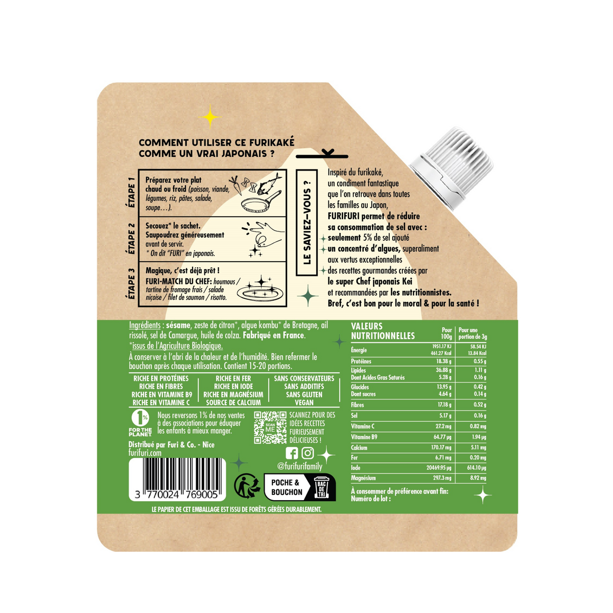 Furikake Citron - Alternative au sel - Condiment sésame & algues