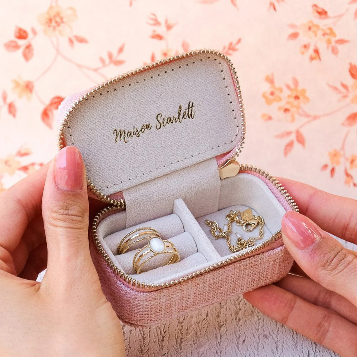 Mini boîte à Bijoux de voyage Marie - Lin Rose