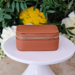 Mini boîte à Bijoux de voyage Marie - cuir PU Camel