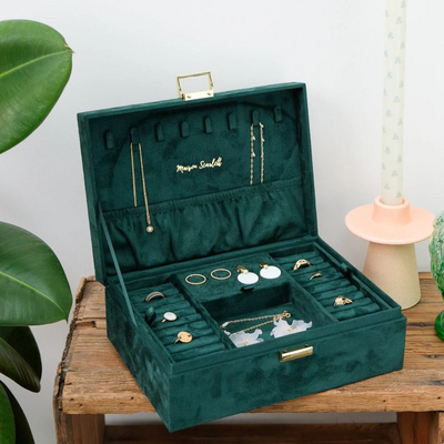 Boîte à Bijoux Louise - Velours Vert
