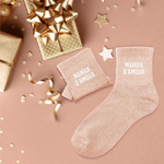 Chaussettes Maman D'amour TU - Rose Pâle