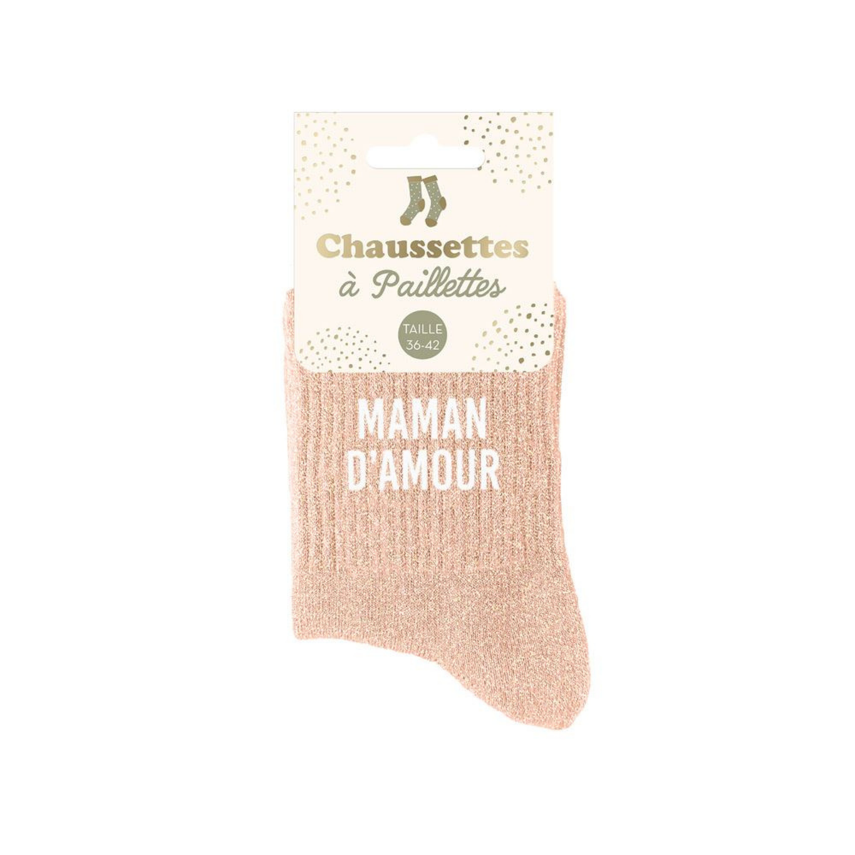 Chaussettes Maman D'amour TU - Rose Pâle