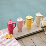 Gourde isotherme inox 900ml - Pastel rose mat - Travel Cup avec paille intégrée