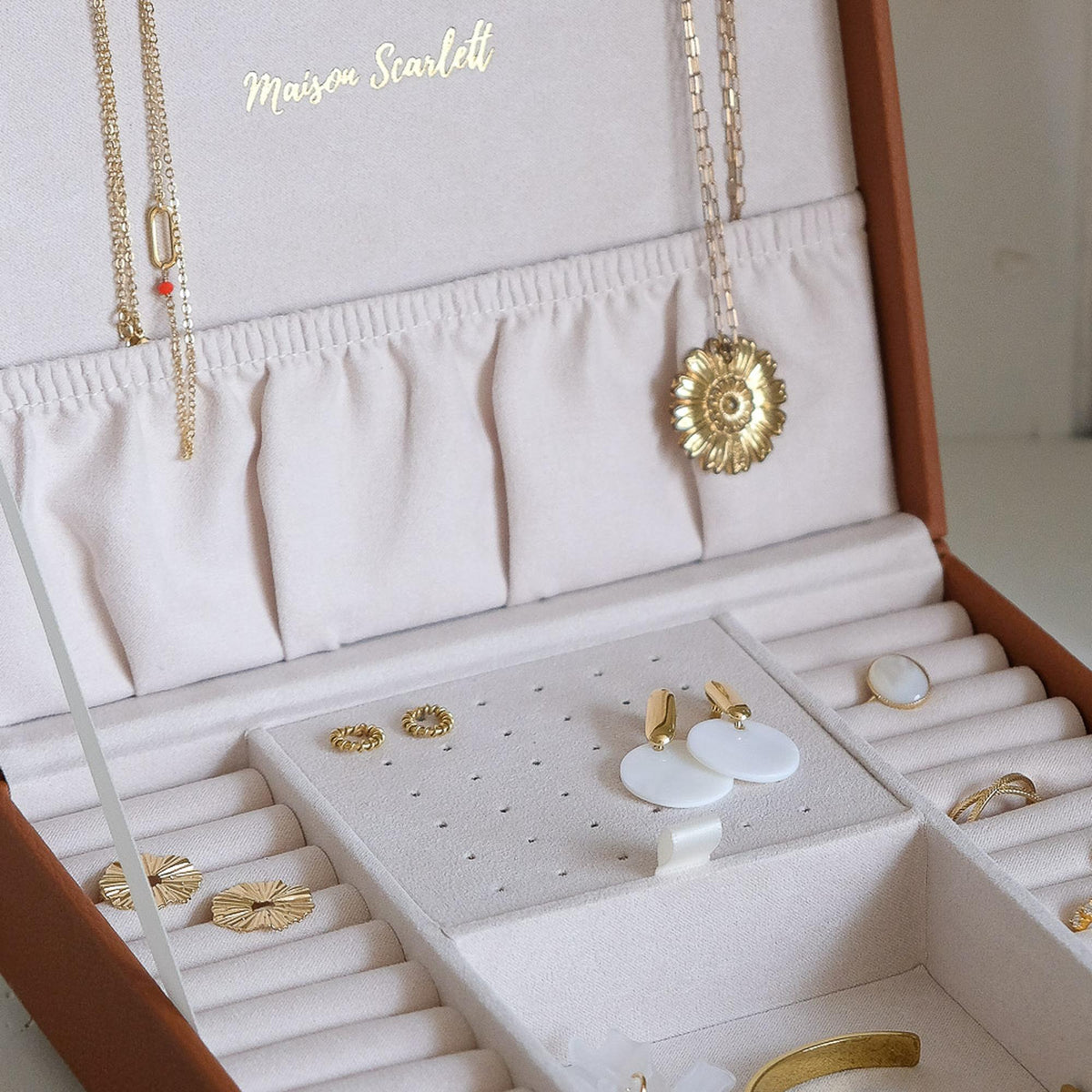 Boîte à Bijoux Anne - Cuir PU Camel