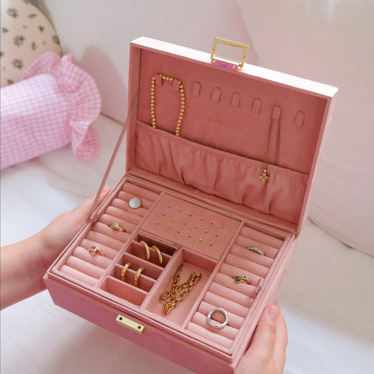 Boîte à Bijoux Louise - Velours Rose