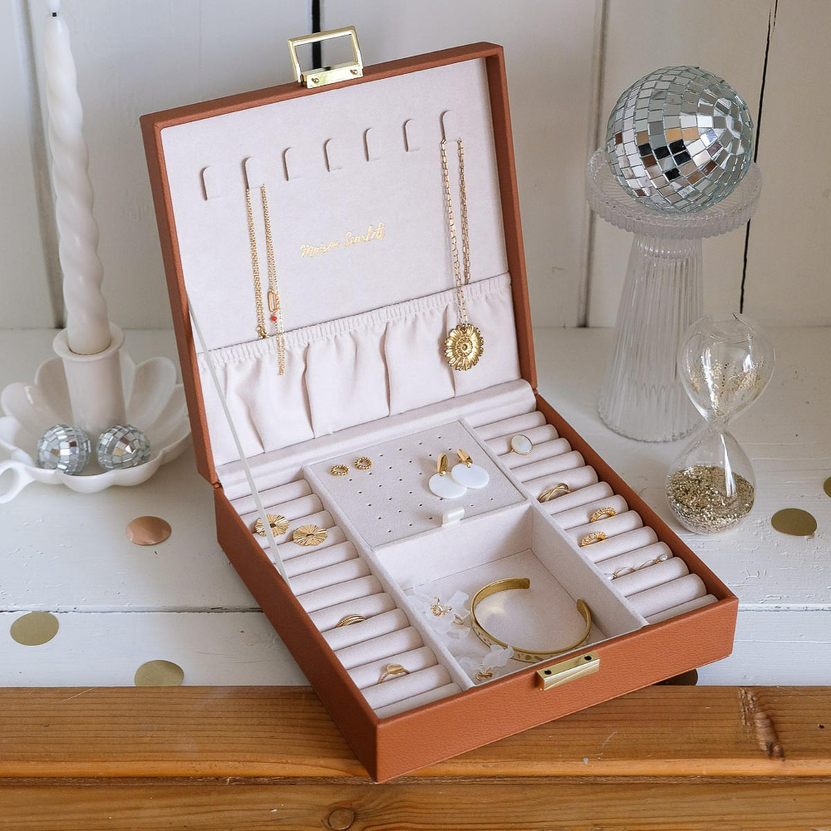 Boîte à Bijoux Anne - Cuir PU Camel