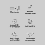 Culotte menstruelle SÉLÉNÉ - Flux moyen - Carmin