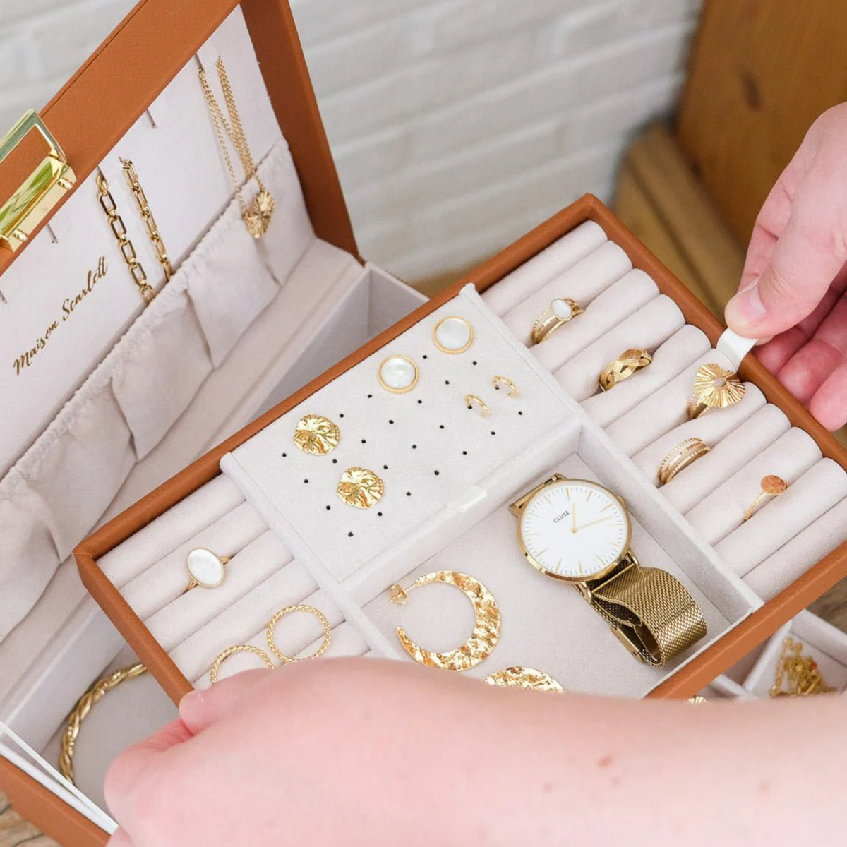 Boîte à Bijoux Denise - Cuir PU Camel