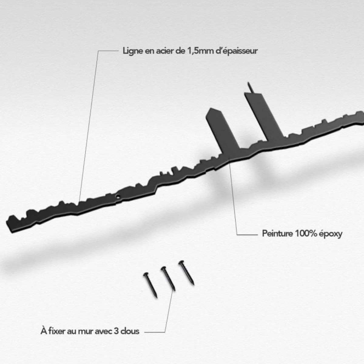 Silhouette de Lyon - décoration murale en acier