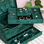 Boîte à bijoux Denise  - Velours Vert