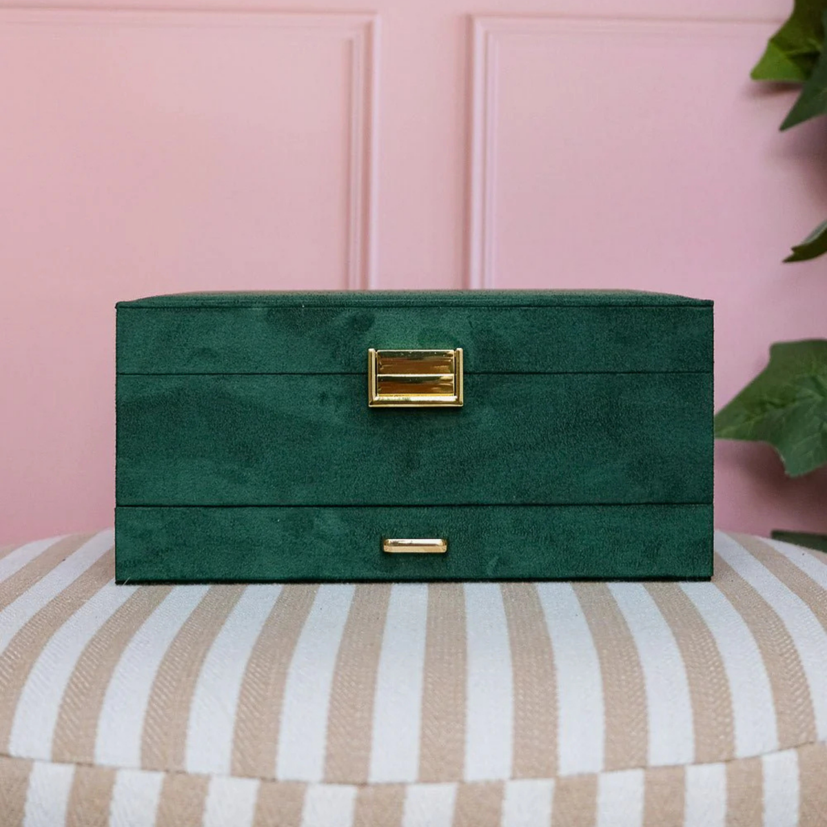 Boîte à bijoux Denise  - Velours Vert