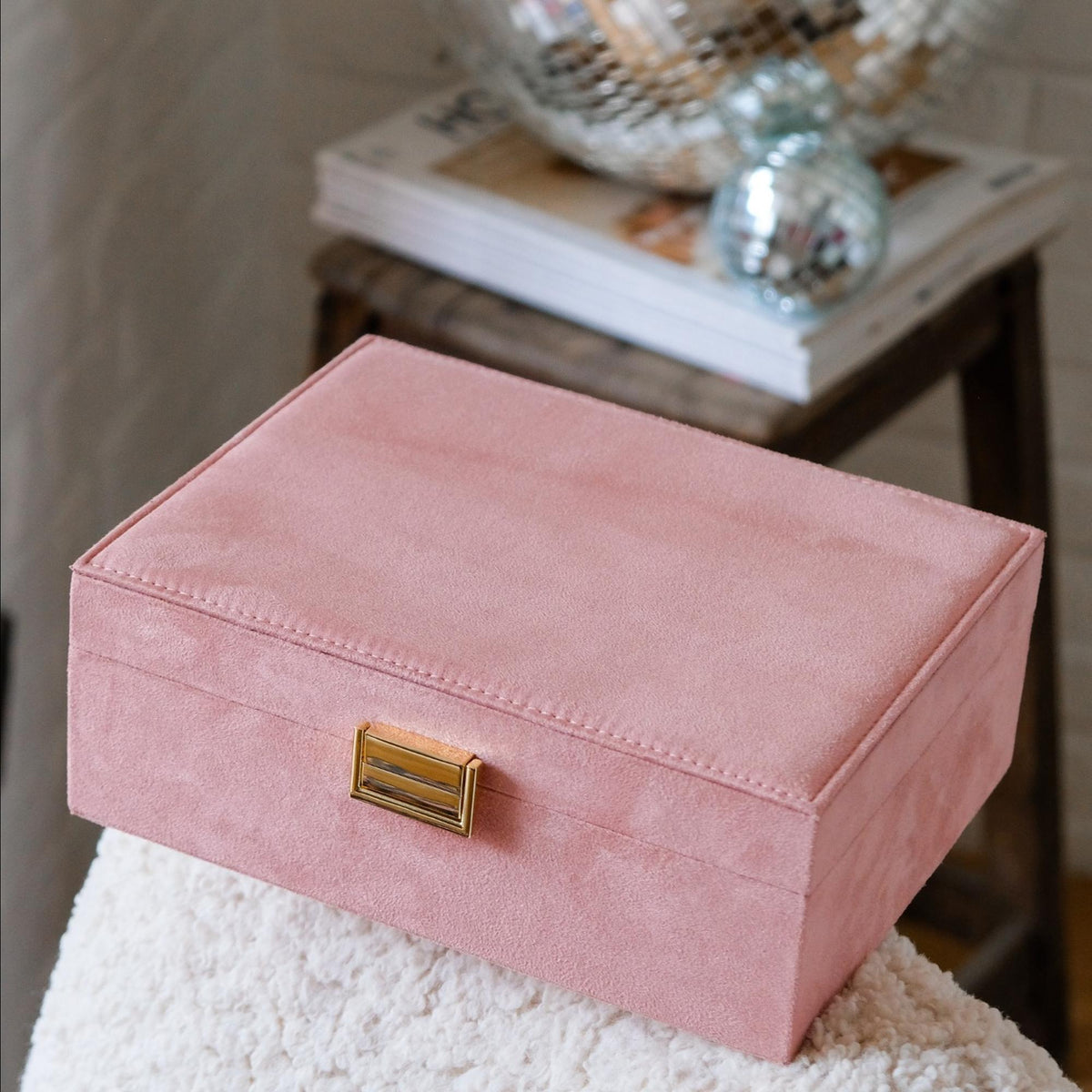 Boîte à Bijoux Louise - Velours Rose