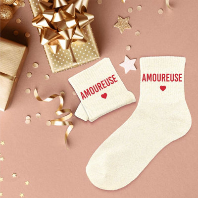 Chaussettes Amoureuse TU - Blanc Cassé