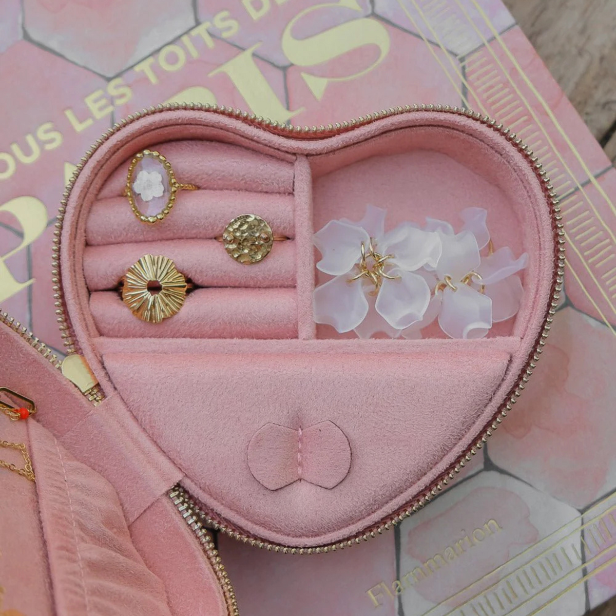 Boîte à Bijoux Celeste - Velours Rose