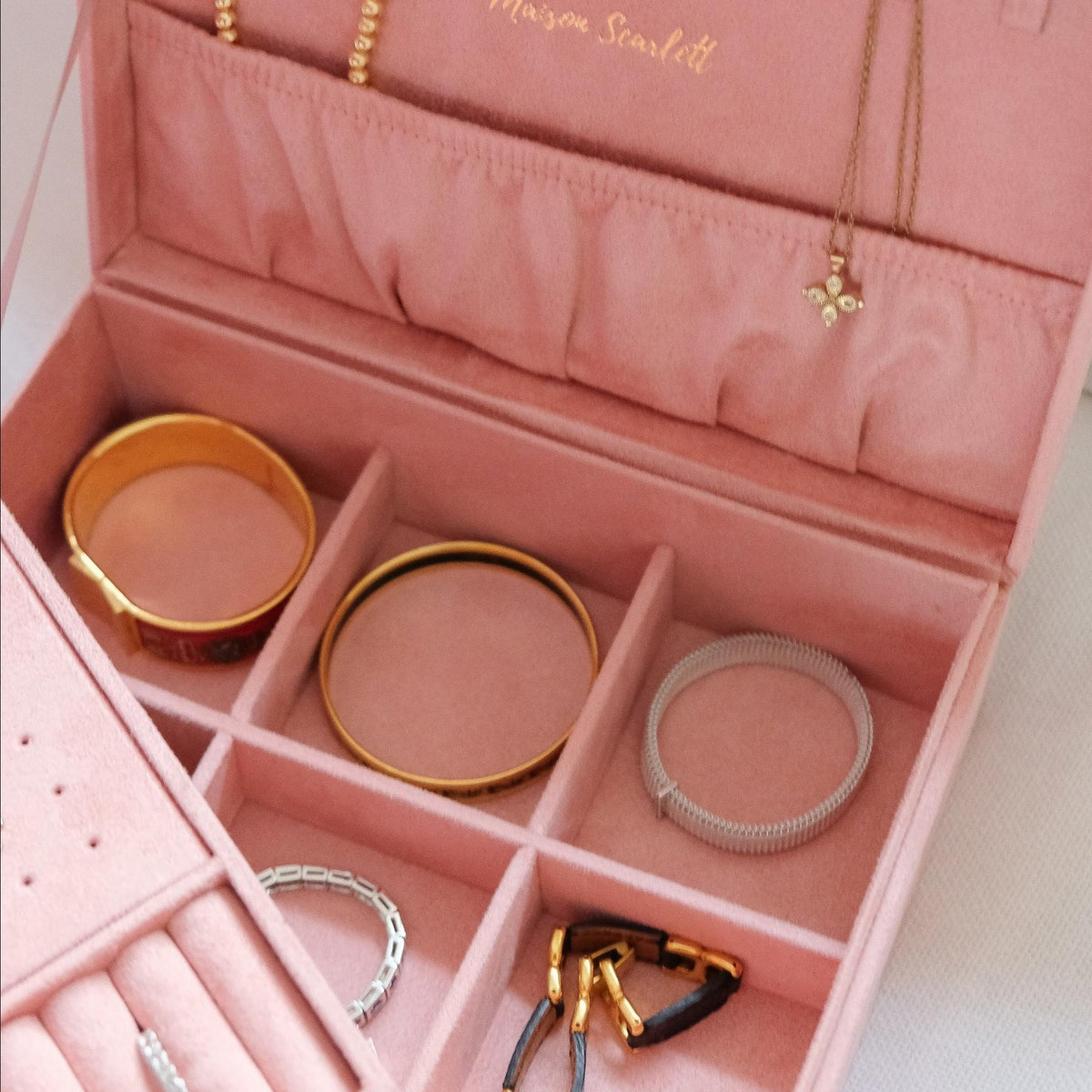 Boîte à Bijoux Louise - Velours Rose