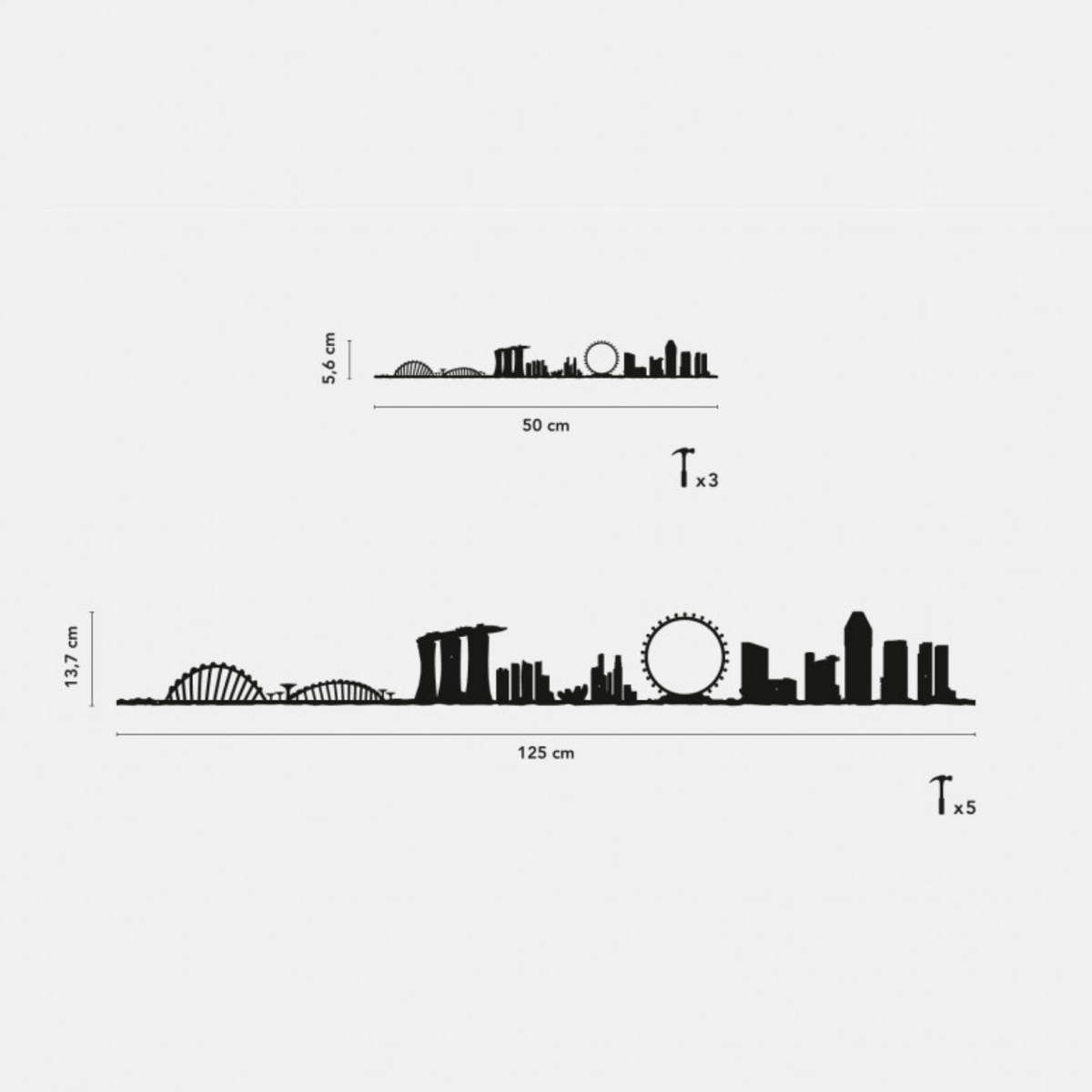 Skyline de Singapour - décoration murale en acier