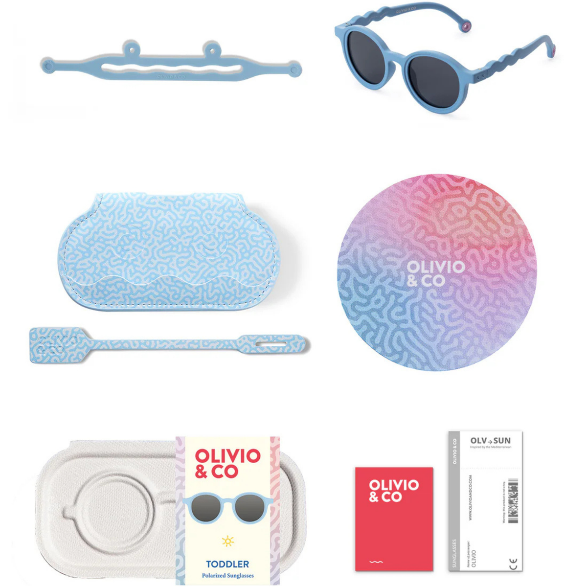 Lunettes de Soleil Ovales Bébé – Bleu Récif