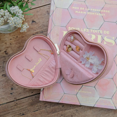 Boîte à Bijoux Celeste - Velours Rose