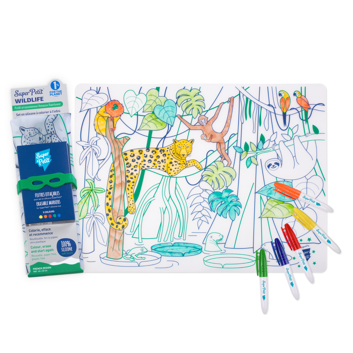 Coloriage effaçable et réutilisable foret amazonienne