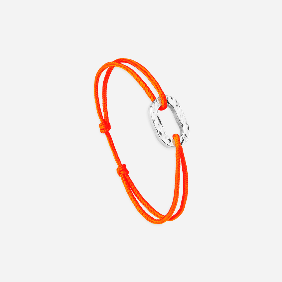 Bracelet Barbotin maillon plat 16 mm martelé plaqué argent - Orange