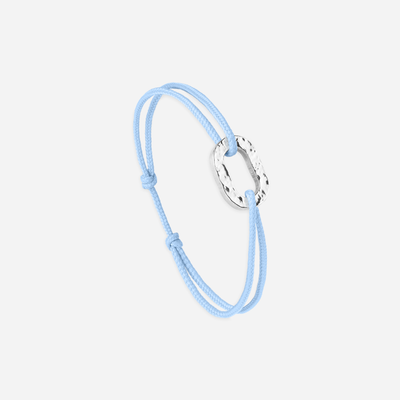 Bracelet Brion maillon plat 16 mm plaqué argent - Bleu ciel