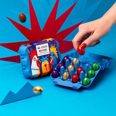 Boîte de 12 Mini Œufs de Pâques – Assortiment Chocolat Noir et Lait (96g)