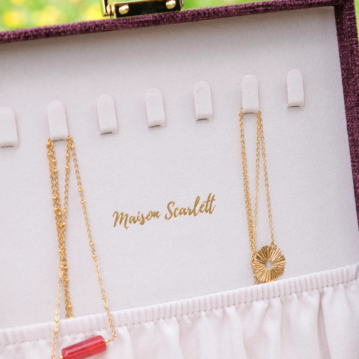 Boîte à Bijoux Anne - Lin bordeaux