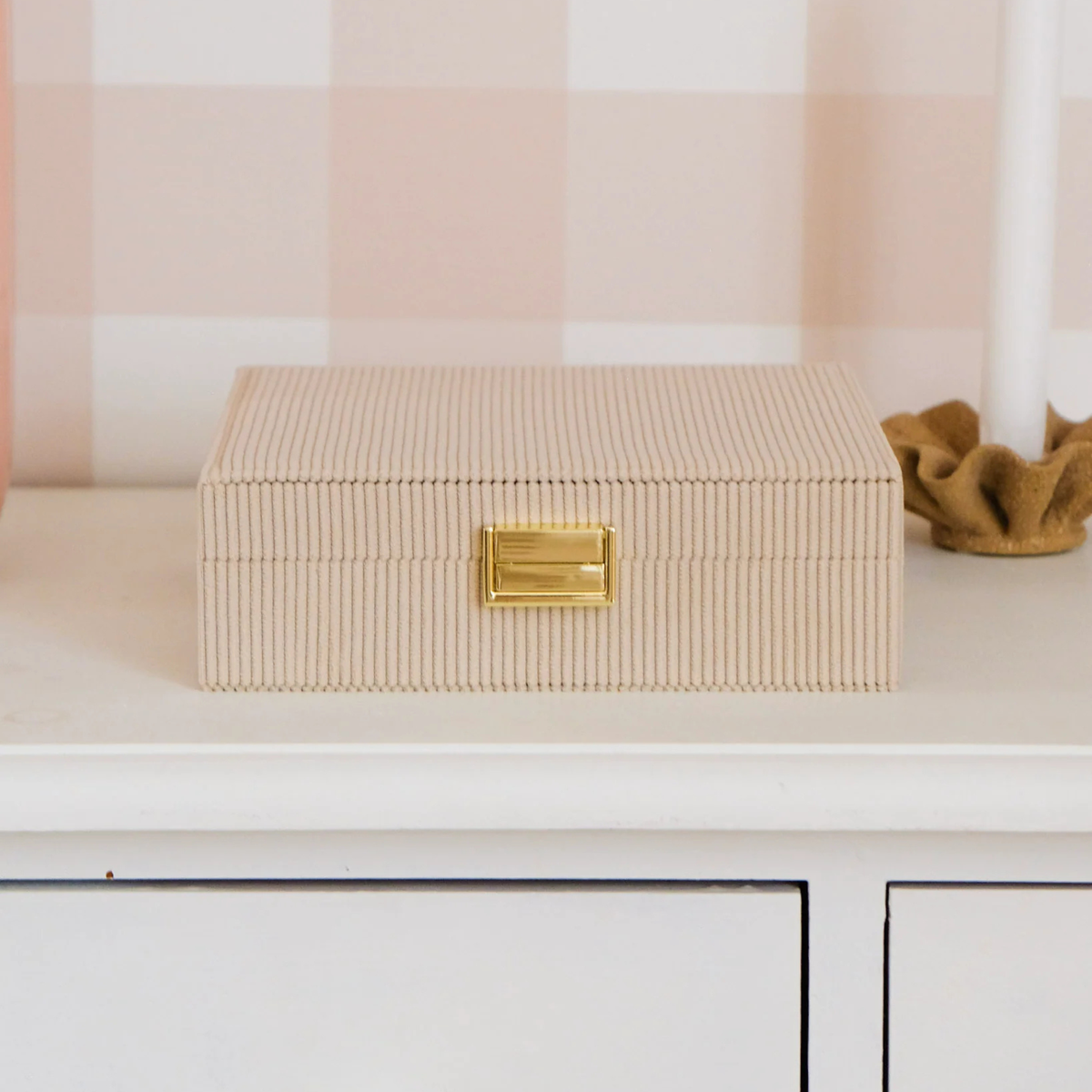 Boîte à Bijoux Anne - Velours cotelé beige