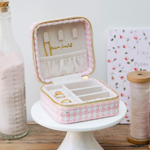 Boîte à Bijoux de voyage Corinne - Pied-de-poule Rose