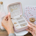 Boîte à Bijoux de voyage Corinne - Pied-de-poule Rose