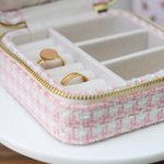 Boîte à Bijoux de voyage Corinne - Pied-de-poule Rose