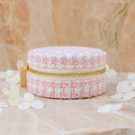 Boîte à Bijoux de voyage Yvonne - Pied-de-poule rose