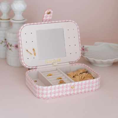 Boîte à Bijoux Brigitte - Pied-de-poule Rose