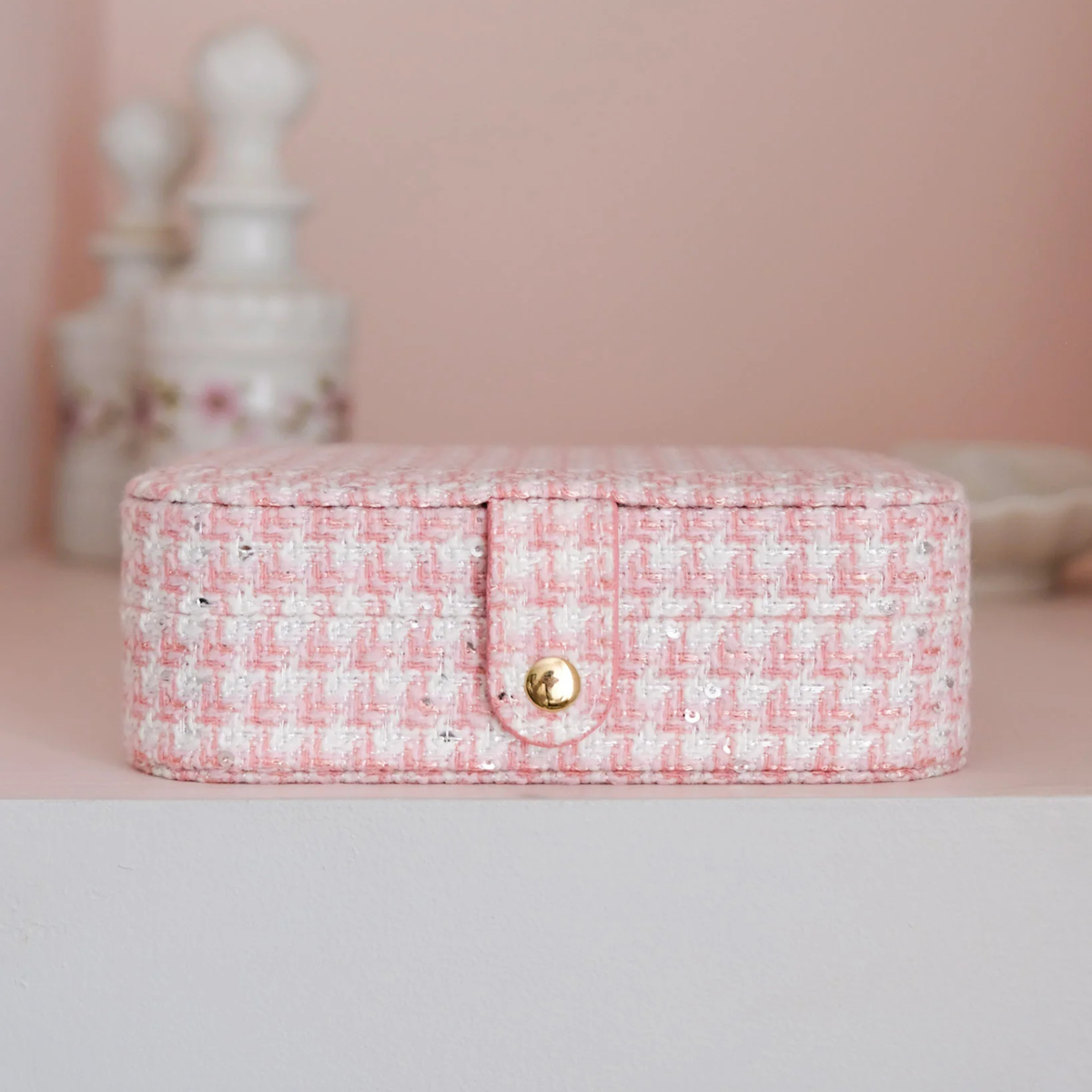 Boîte à Bijoux Brigitte - Pied-de-poule Rose